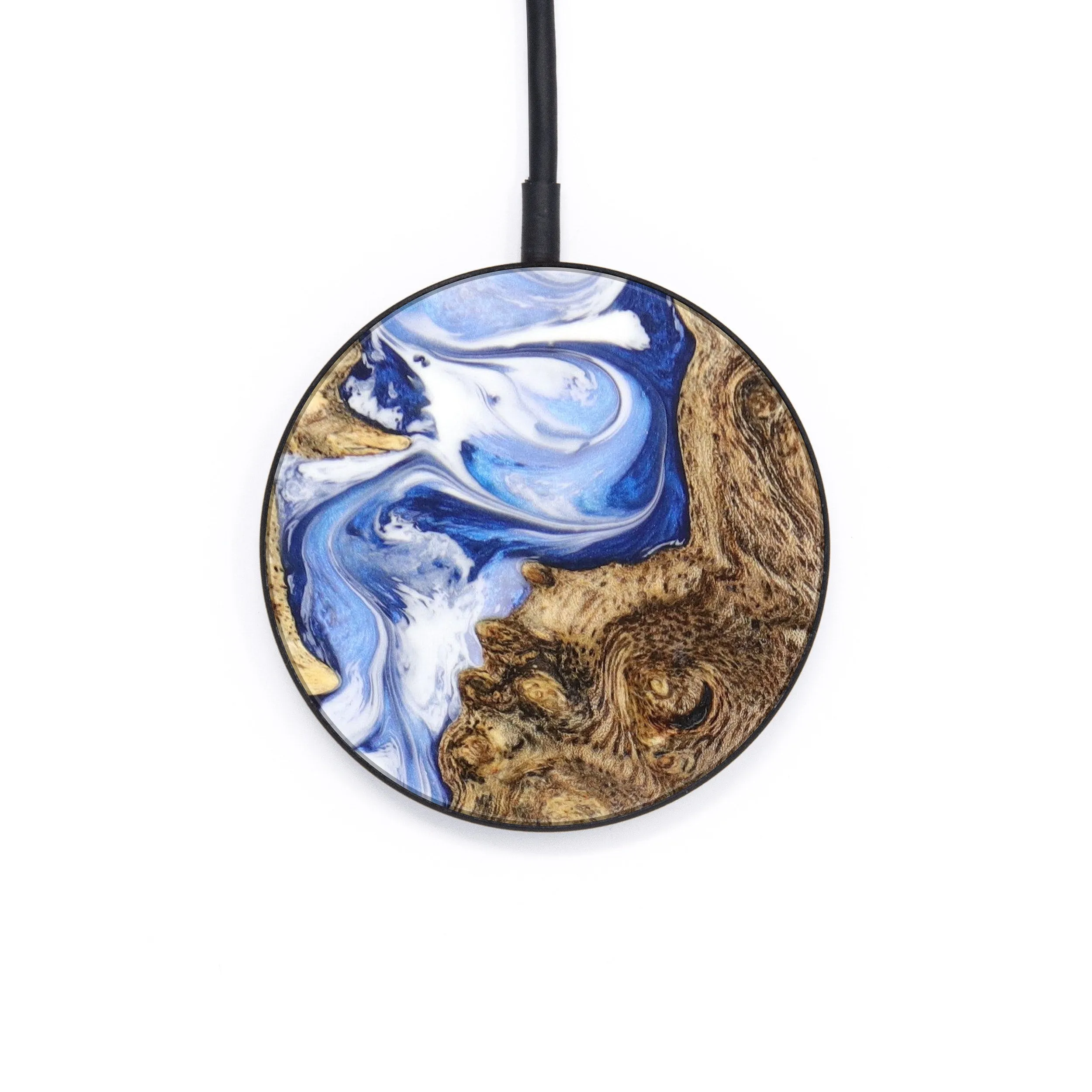 Circle Wood Resin Wireless Charger - Daisey (Blue, 633860)