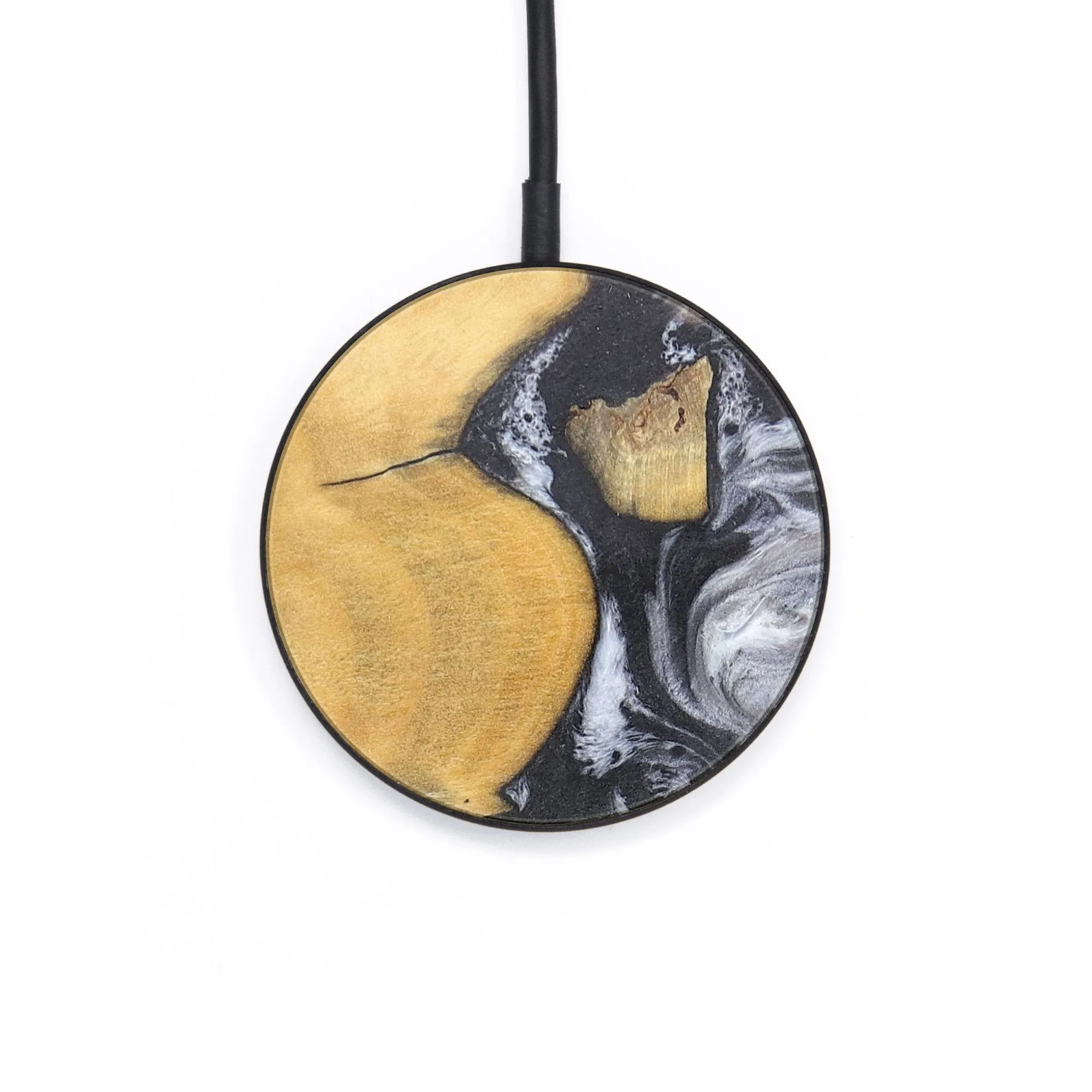 Circle Wood Resin Wireless Charger - Diana (Black & White, 718550)