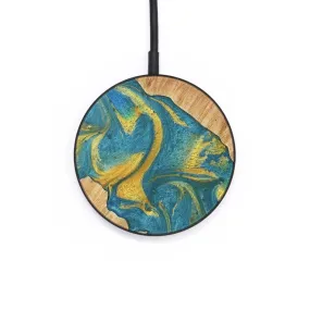 Circle Wood Wireless Charger - Jett (Teal & Gold, 735397)