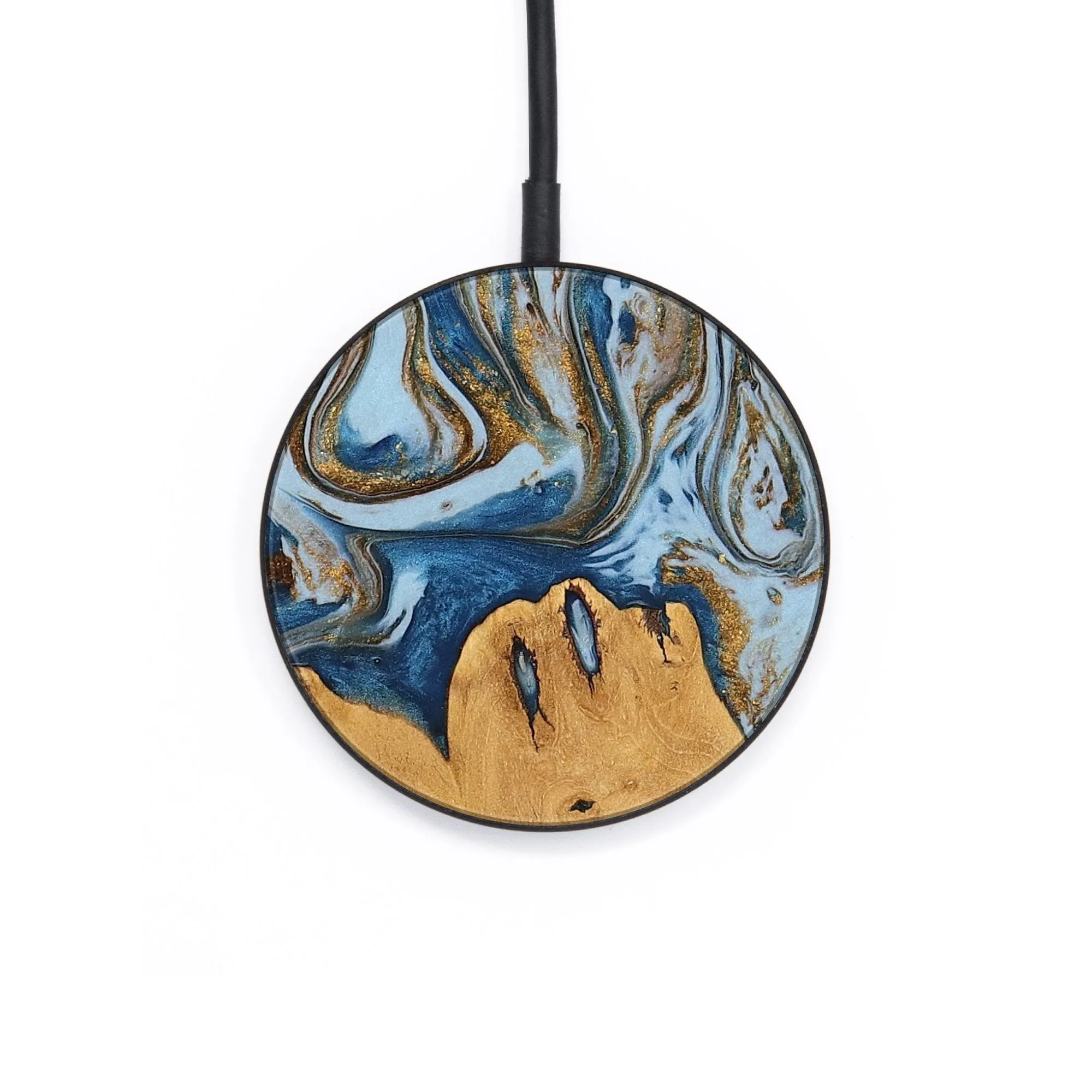 Circle Wood Wireless Charger - Jordyn (Teal & Gold, 740937)