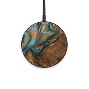 Circle Wood Wireless Charger - Yoshio (Teal & Gold, 729728)