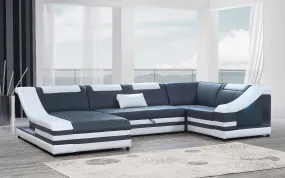 Comet Modern Leather Sectional with LED Light