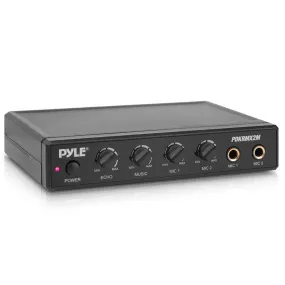 Compact Karaoke Audio Mixer - Built-In Mixer With Mic Level, Music Level, And Echo Controls, With 3.5Mm Audio Cord And Two Rca Audio Cables