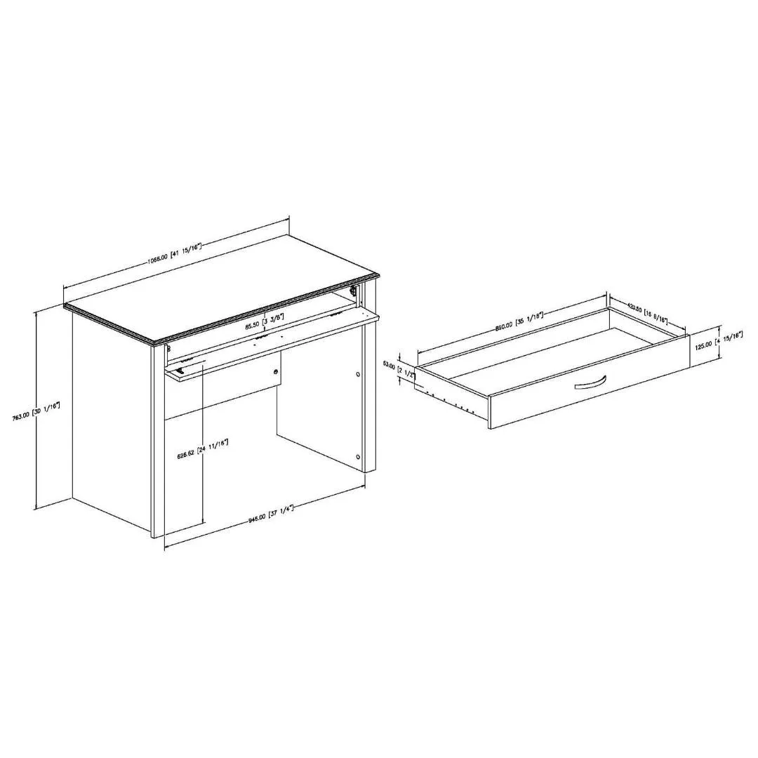 Contemporary White Laptop Computer Desk