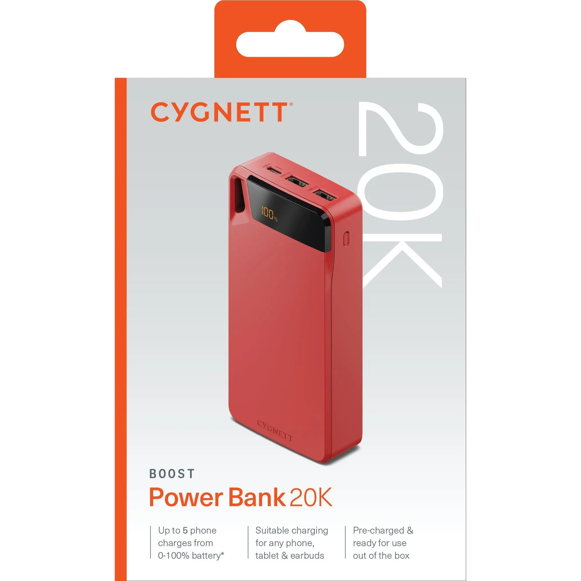 Cygnett Boost 20K V4 Power Bank (Red)