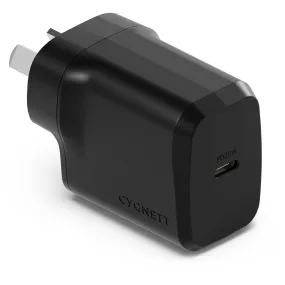 Cygnett PowerPlus 20W Single Port USB-C Wall Charger (Black)