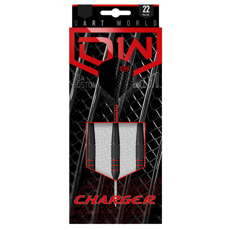 Dart World Charger Black Coated Steel Tip Darts - 21gm