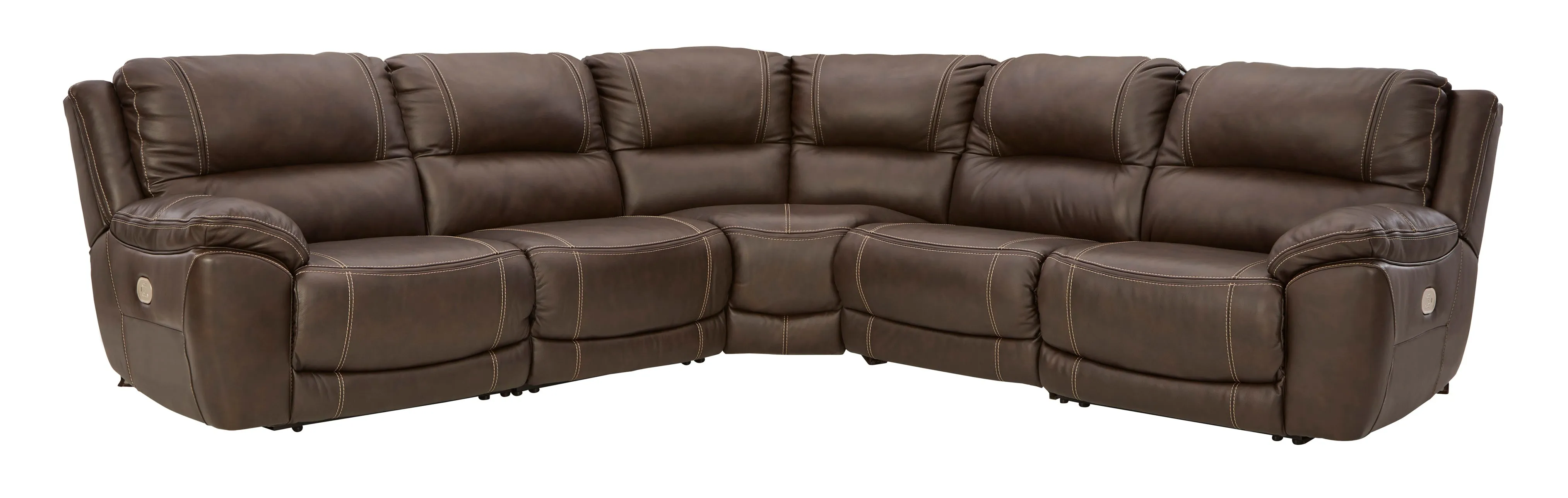 Dunleith Chocolate Power Recliner 5pc Sectionals