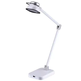 Elate Dual Arm Led Desk Lamp with USB Charger, White