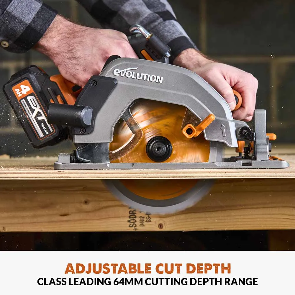 Evolution R185CCS-Li 185mm Brushless 18v Circular Saw Li-Ion EXT Inc Multi-Material Blade