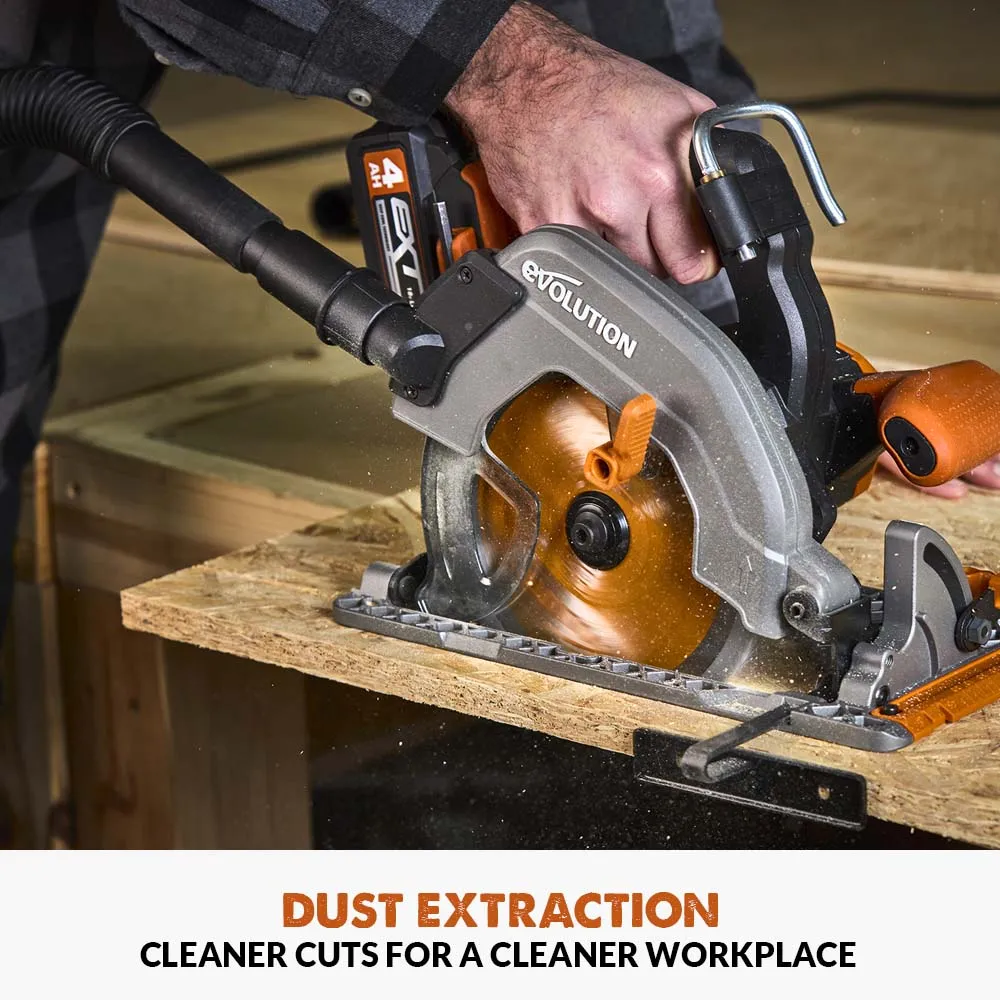 Evolution R185CCS-Li 185mm Brushless 18v Circular Saw Li-Ion EXT Inc Multi-Material Blade