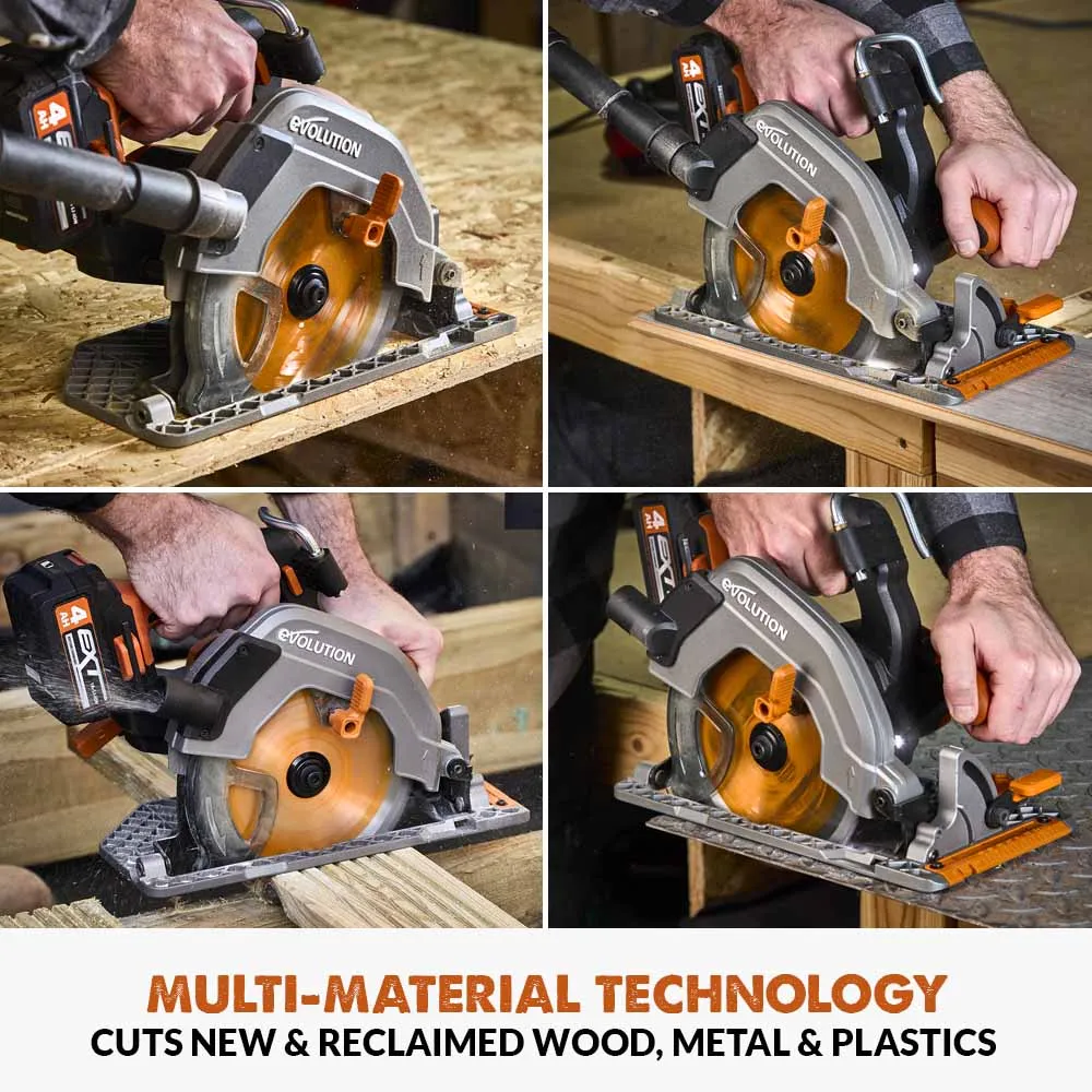 Evolution R185CCS-Li 185mm Brushless 18v Circular Saw Li-Ion EXT Inc Multi-Material Blade