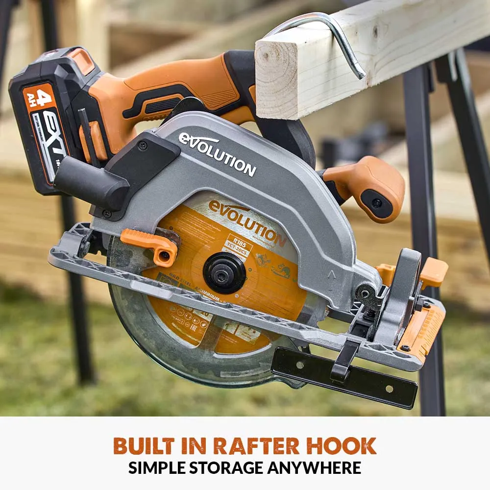 Evolution R185CCS-Li 185mm Brushless 18v Circular Saw Li-Ion EXT Inc Multi-Material Blade