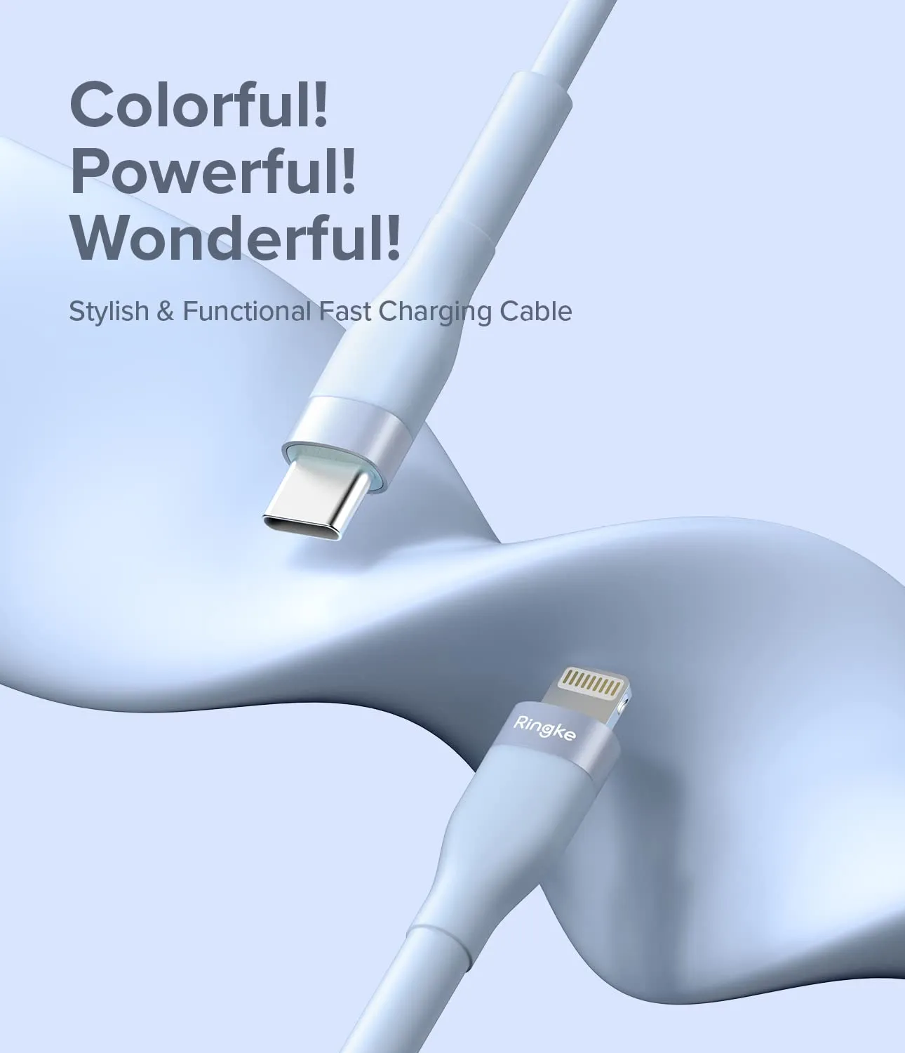 Fast Charging Pastel Cable | USB Type C to Lightning | Blue  2m