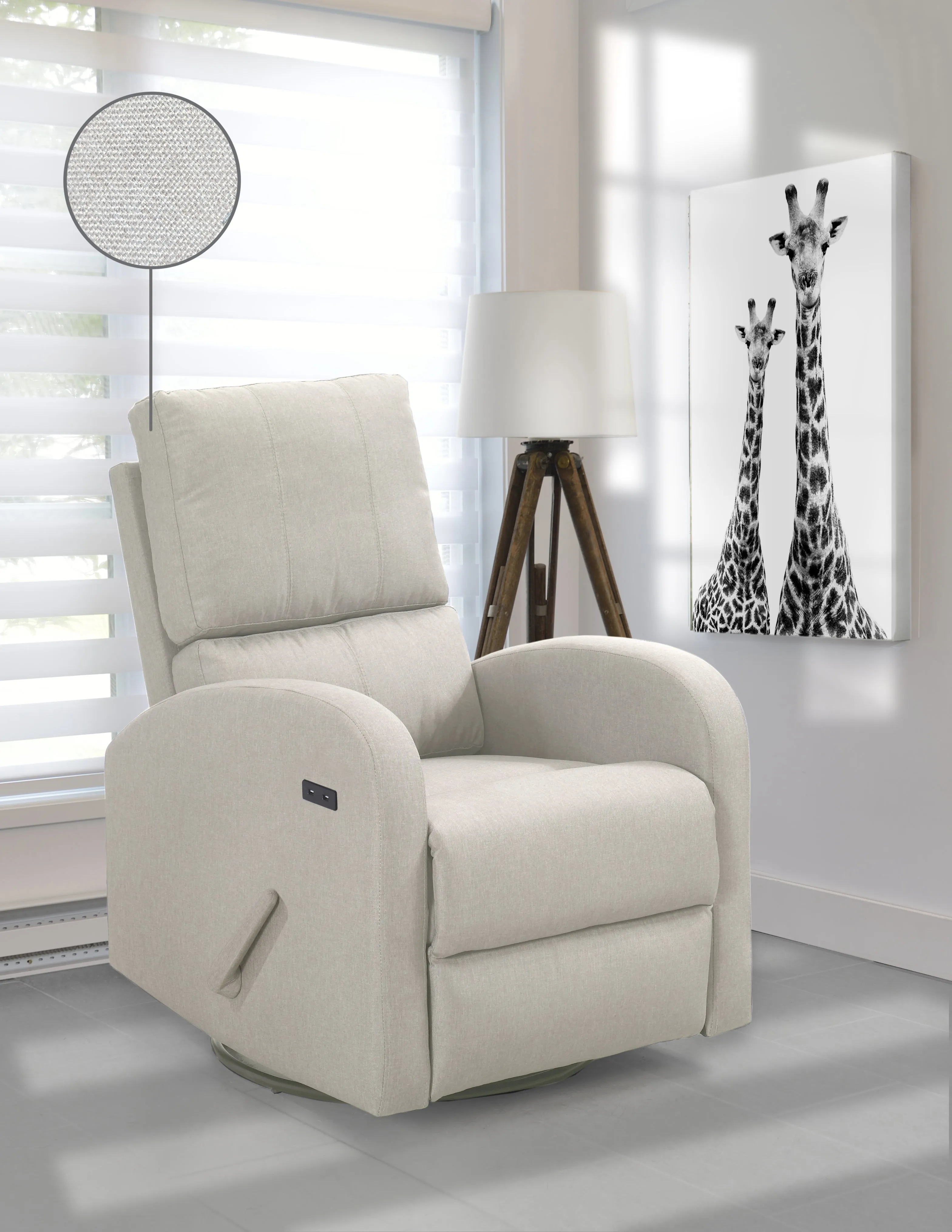 Fauteuil Pivotant Manuel avec port USB - Beige