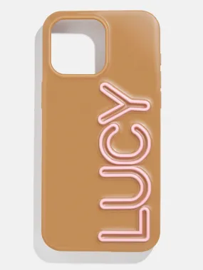 Fine Line Custom iPhone Case - Brown/Blush