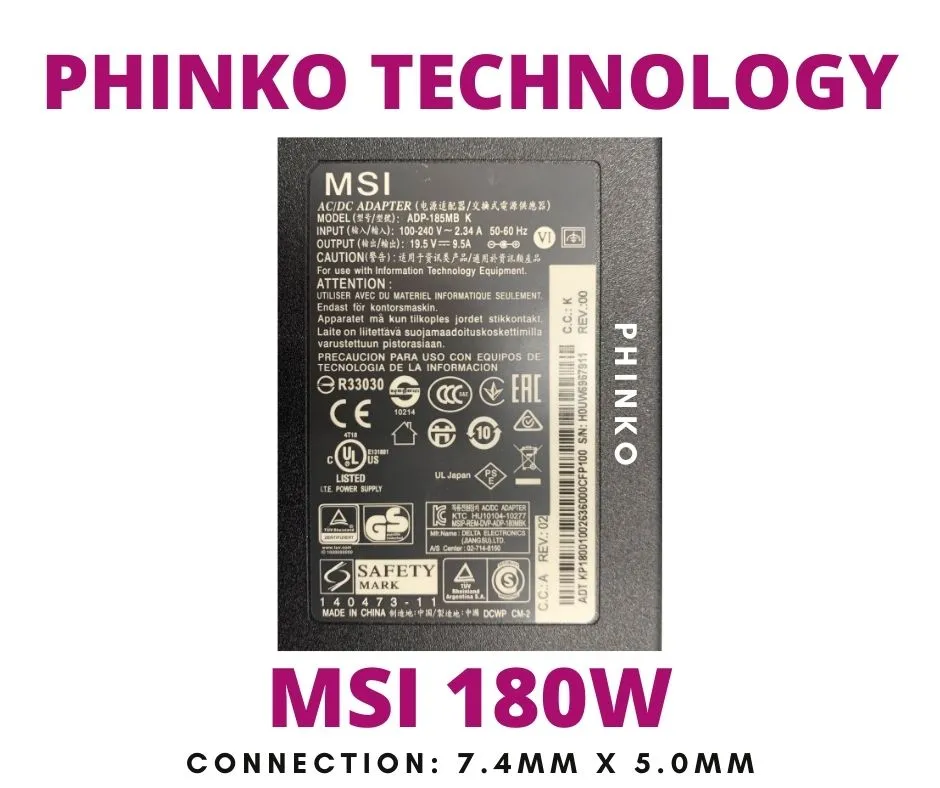 For MSI GP75 Leopard Series 180W AC Power Adapter Charger