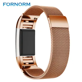 FORNORM Magnetic Watch Strap Stainless Steel Metal Watch Wrist Band Replacement Accessories for Fitbit Charge 2 Smart Band