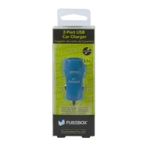 Fusebox Blue 2 Port USB Car Charger For All Mobile Devices