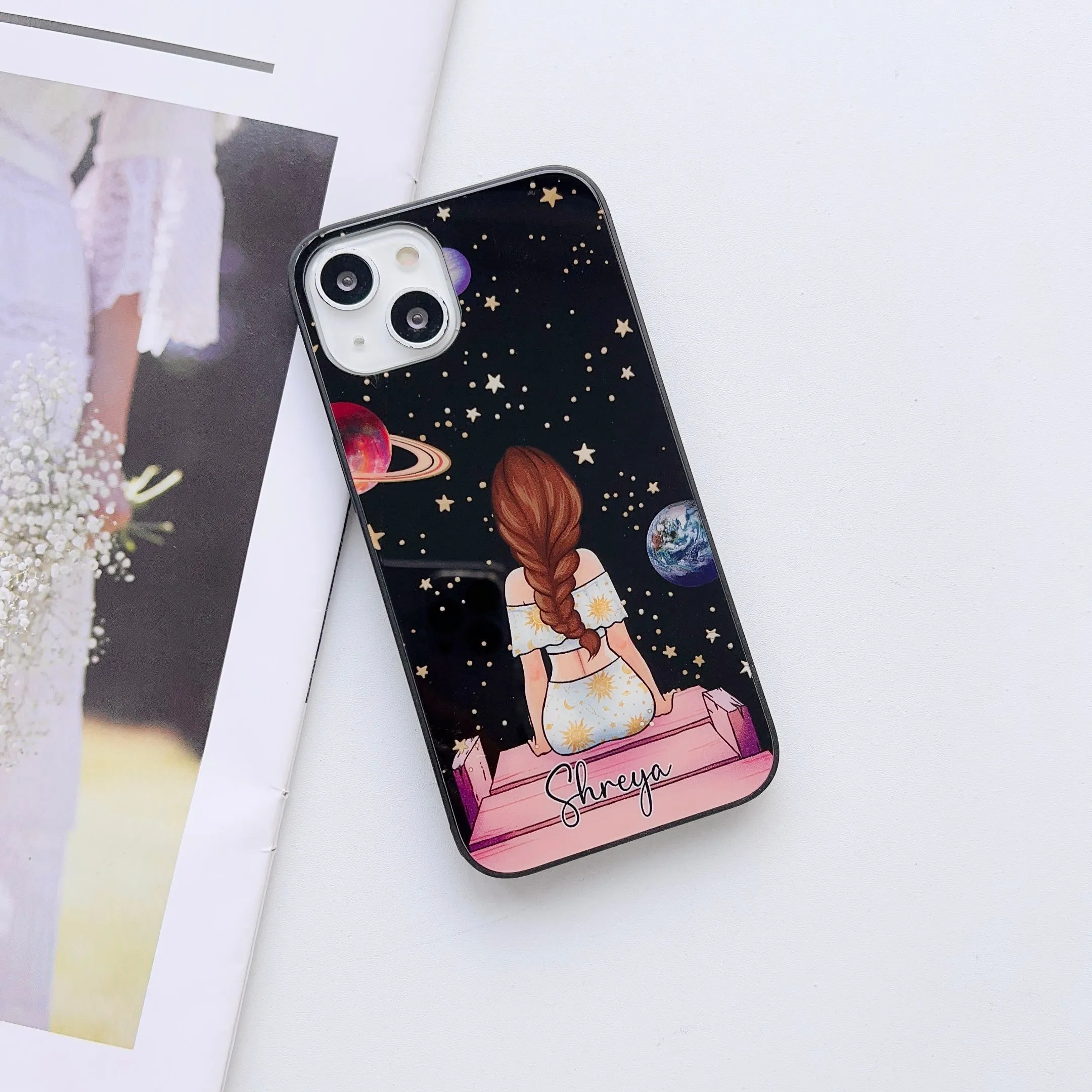 Girl In Universe Design Customised Glass Case