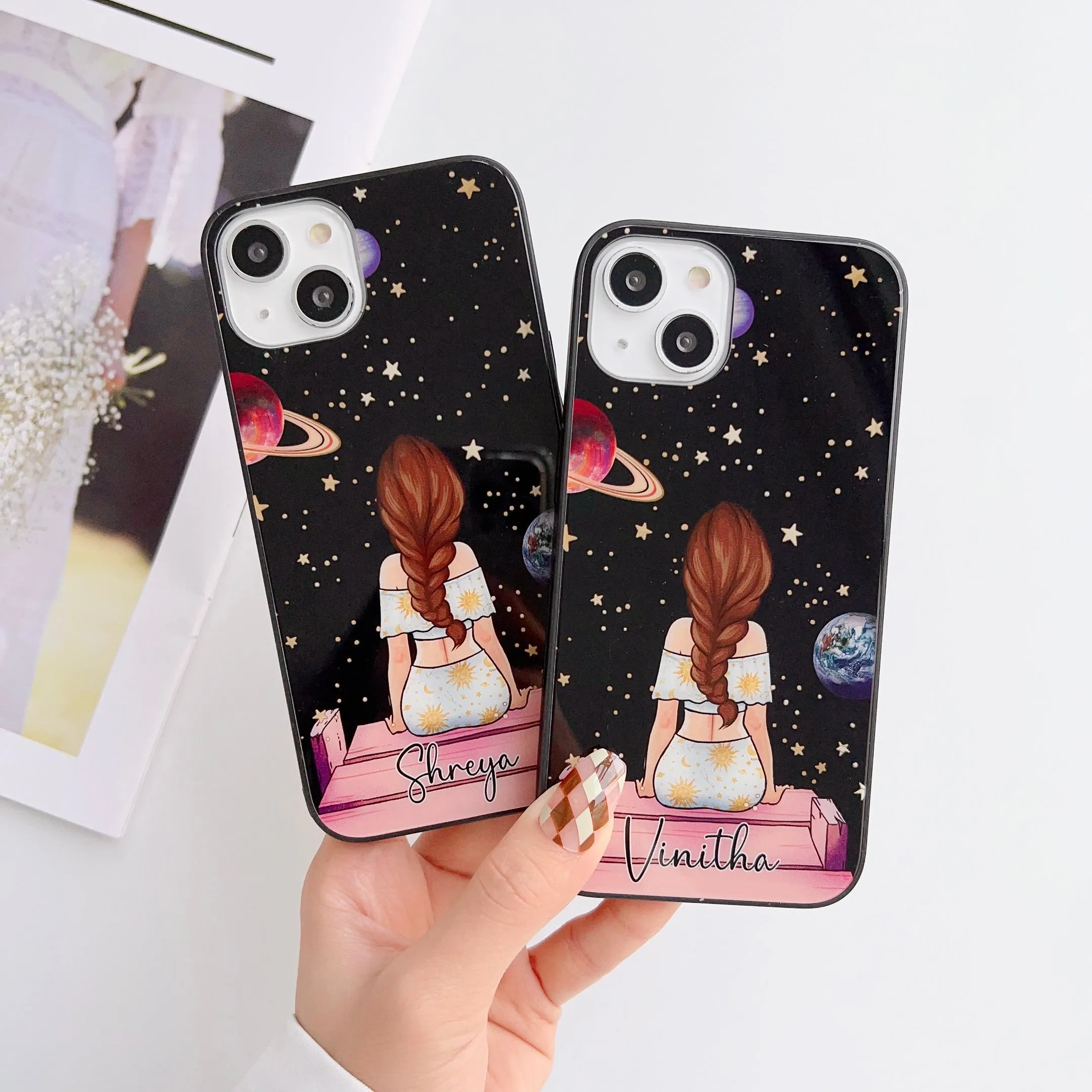 Girl In Universe Design Customised Glass Case