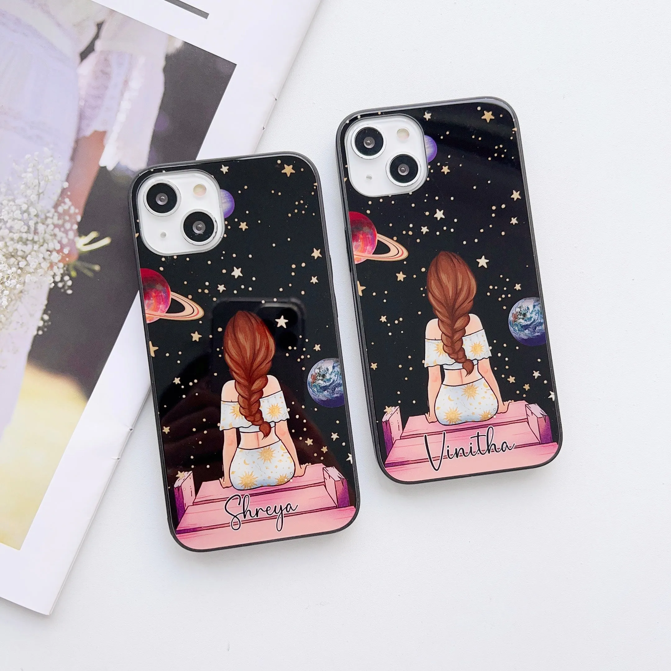 Girl In Universe Design Customised Glass Case