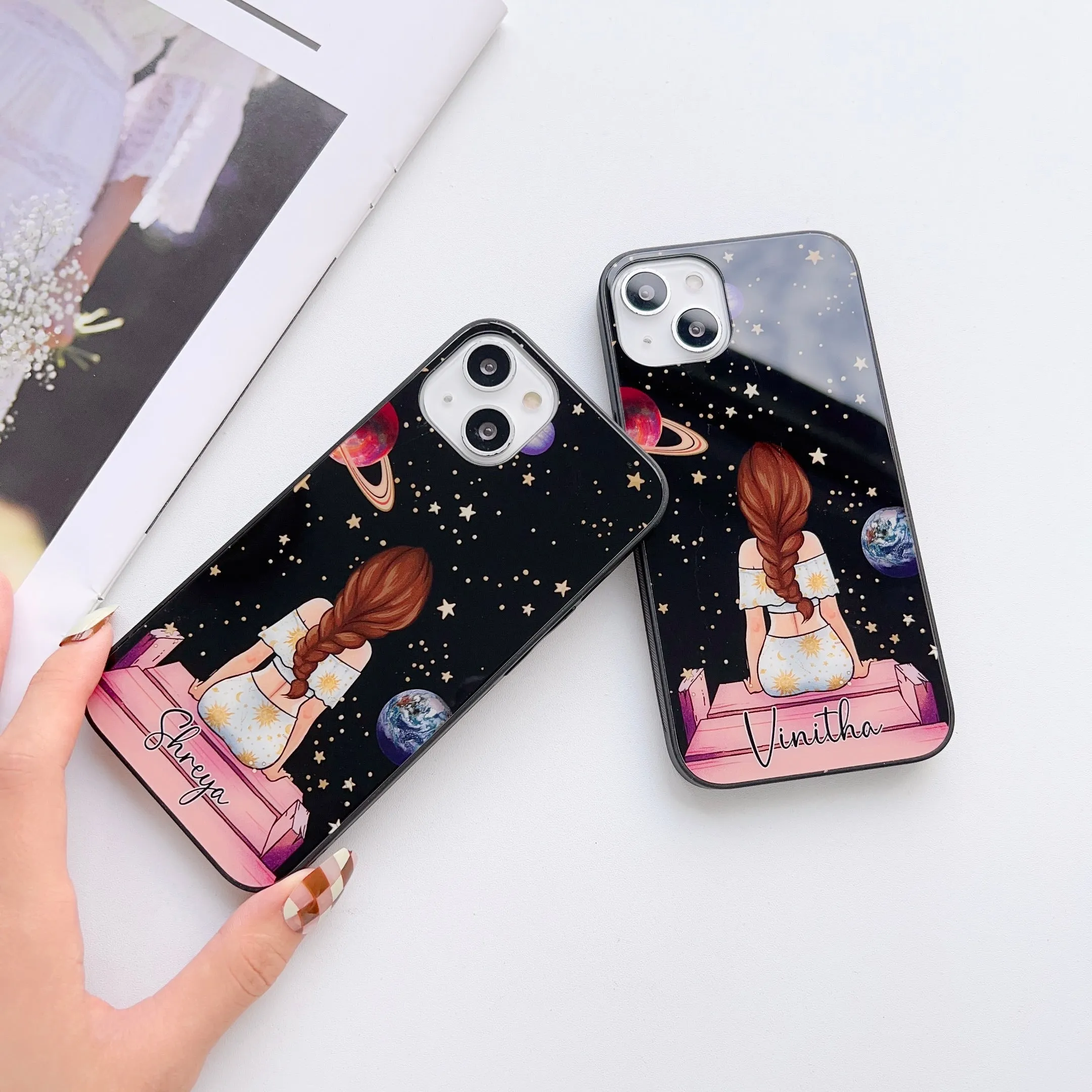 Girl In Universe Design Customised Glass Case