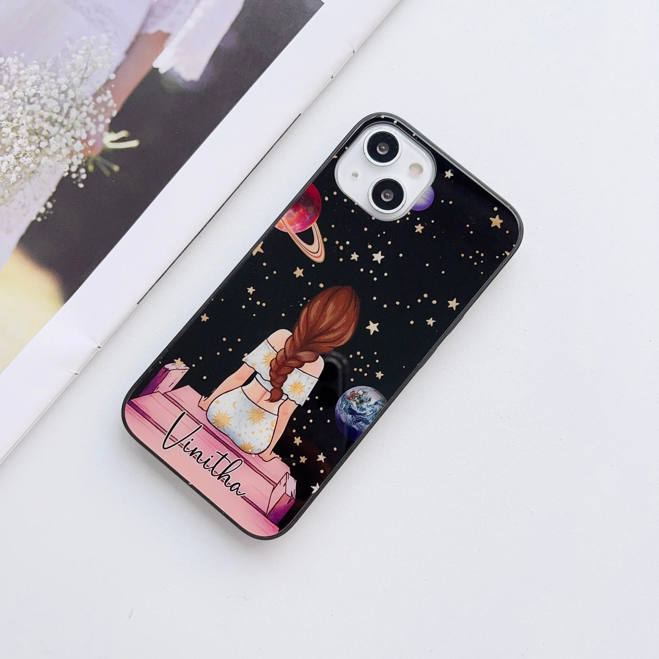 Girl In Universe Design Customised Glass Case