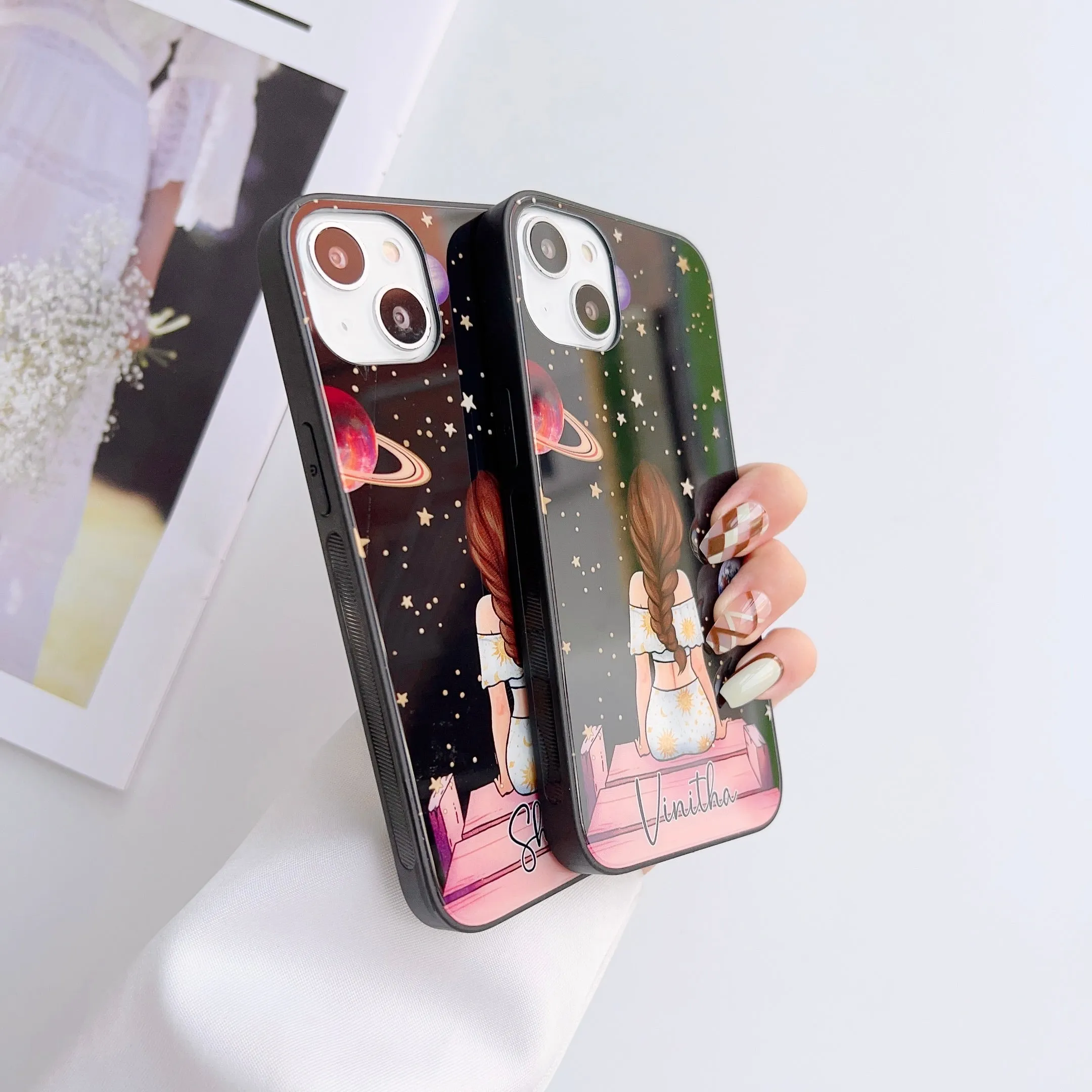 Girl In Universe Design Customised Glass Case