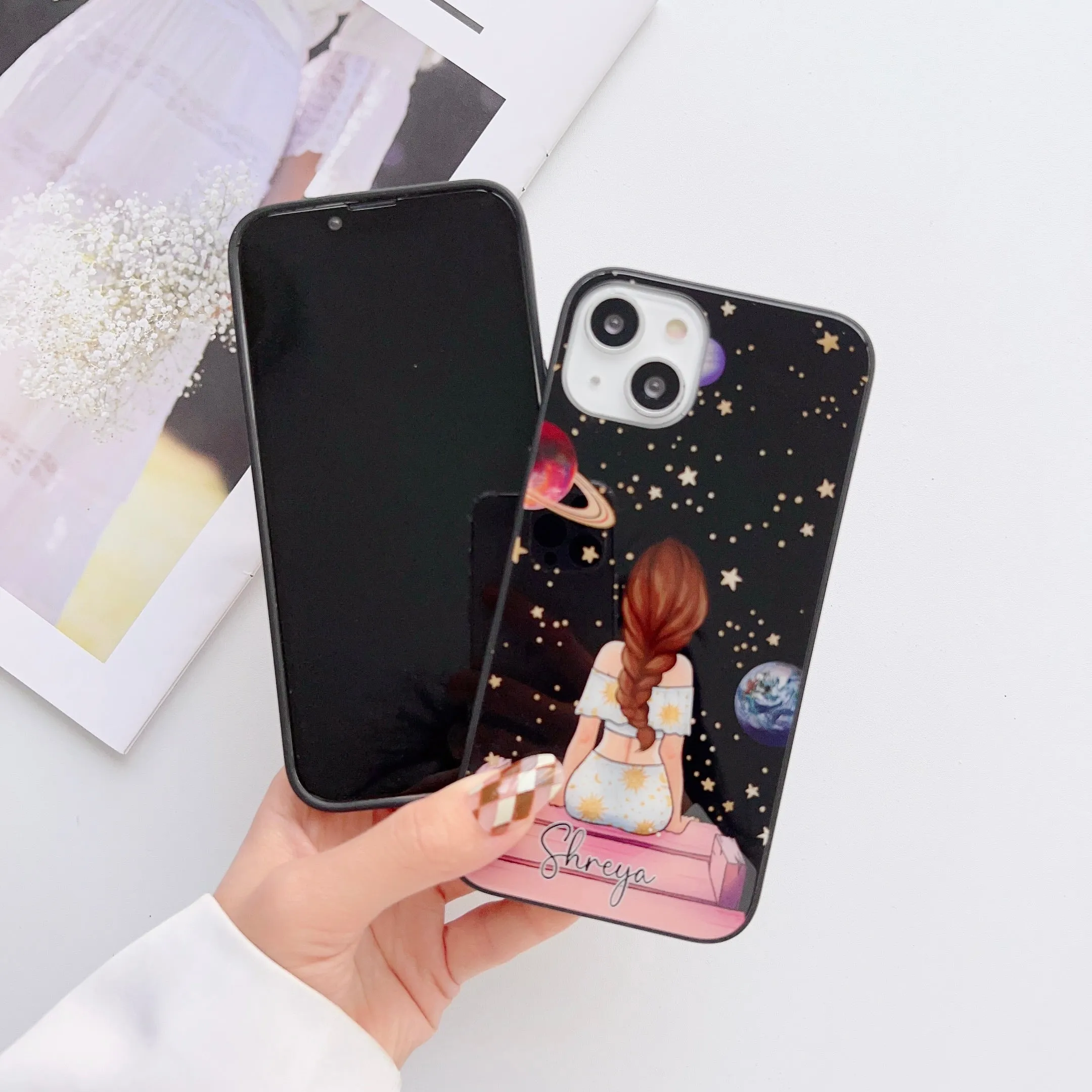 Girl In Universe Design Customised Glass Case