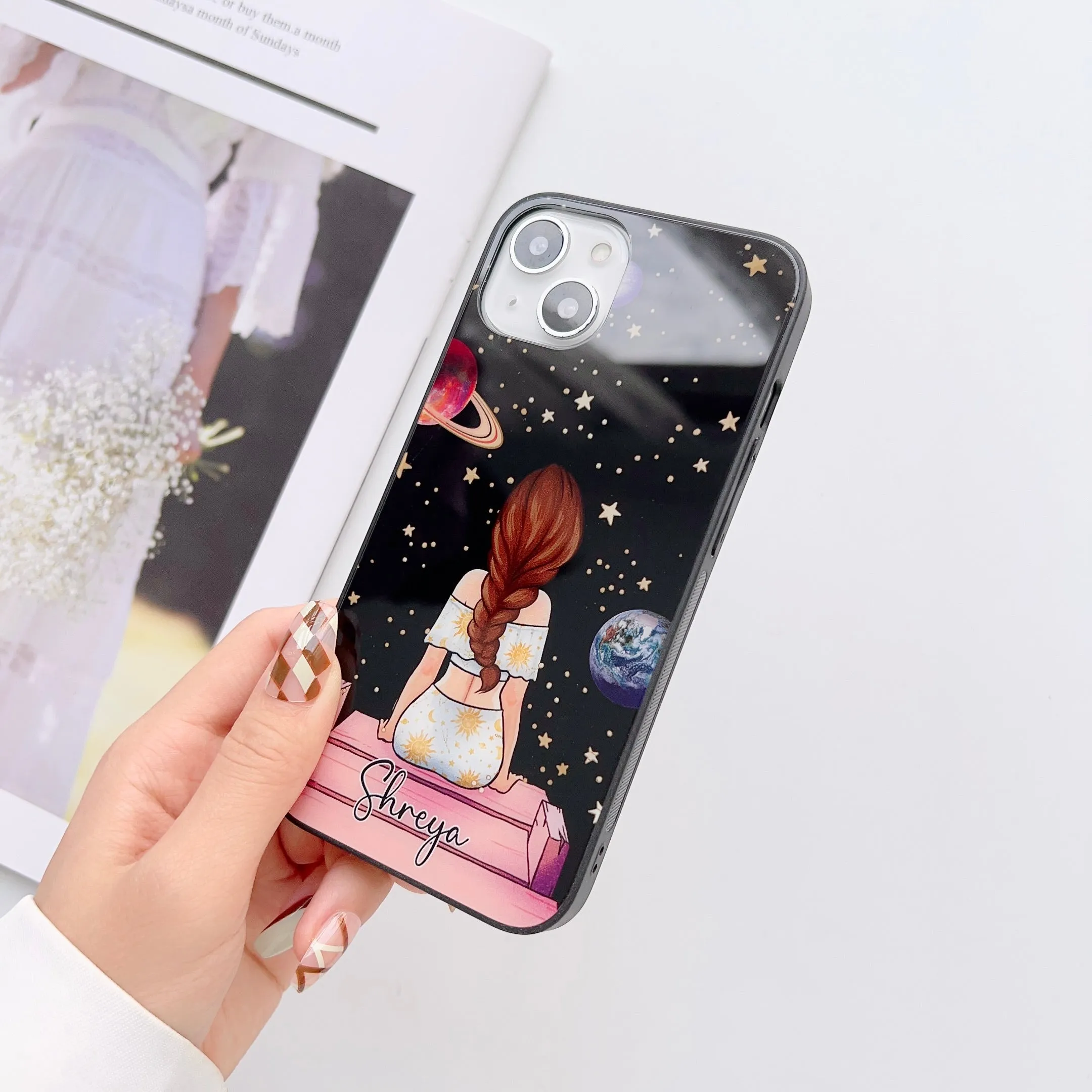 Girl In Universe Design Customised Glass Case