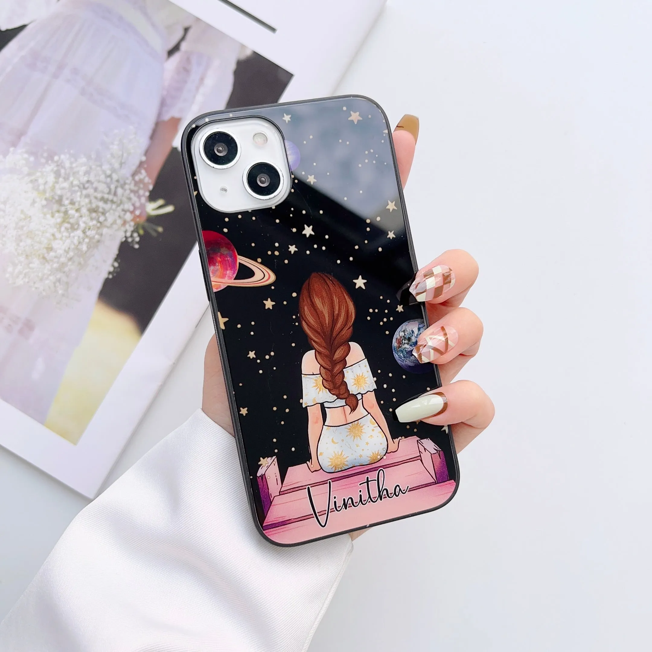 Girl In Universe Design Customised Glass Case