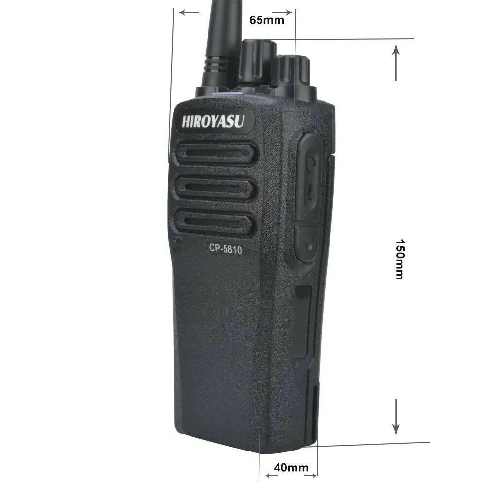 Hiroyasu CP-5810 UHF 400-520MHz 7W 16Ch Vox FM Commercial Analog Walkie Talkie CP5810 W/2200mAh Type C Charging Li-Ion Battery