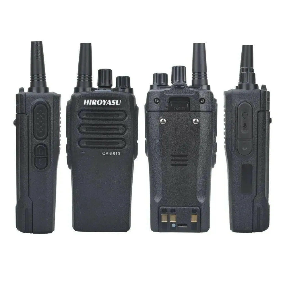 Hiroyasu CP-5810 UHF 400-520MHz 7W 16Ch Vox FM Commercial Analog Walkie Talkie CP5810 W/2200mAh Type C Charging Li-Ion Battery