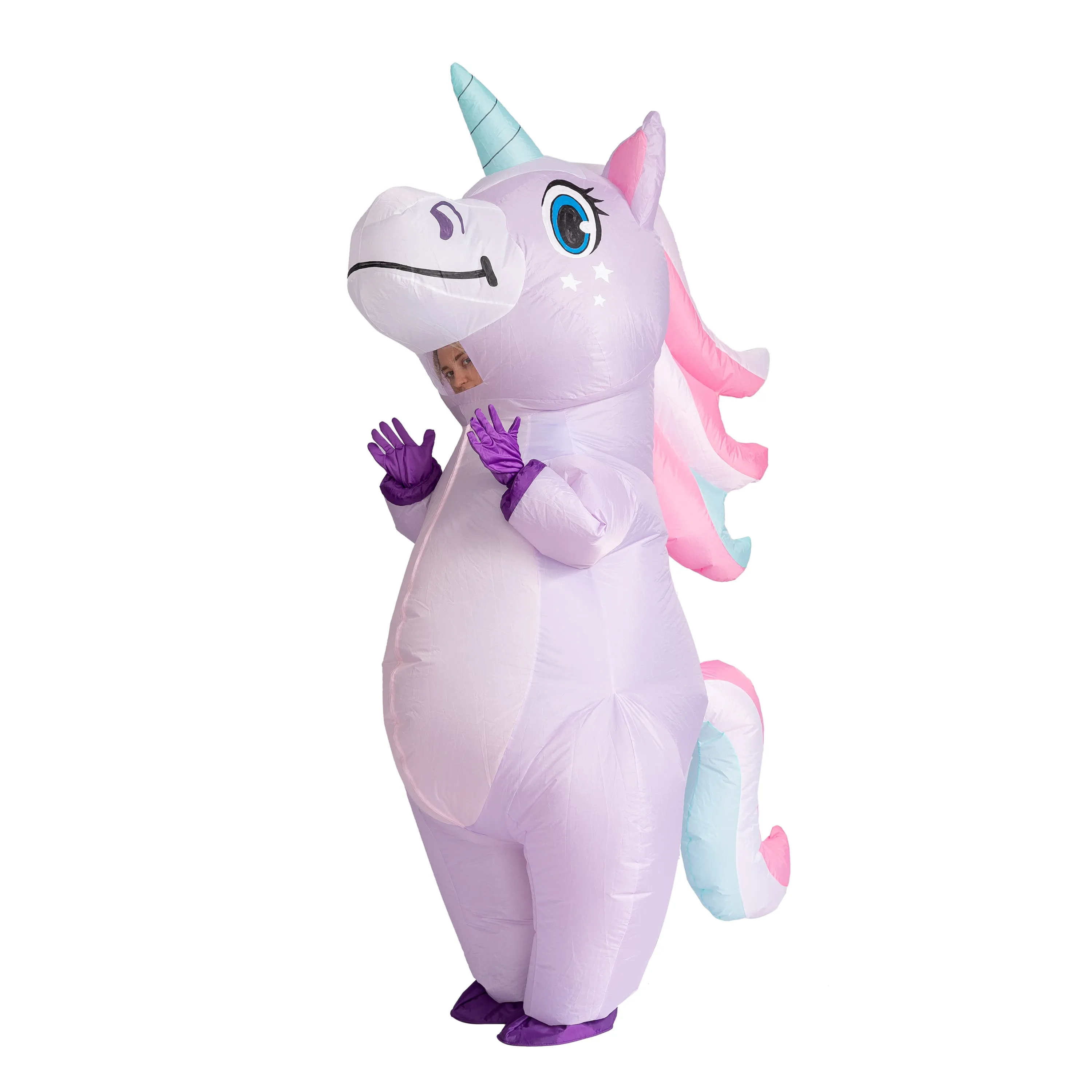 Inflatable Purple Rainbow Unicorn Costume