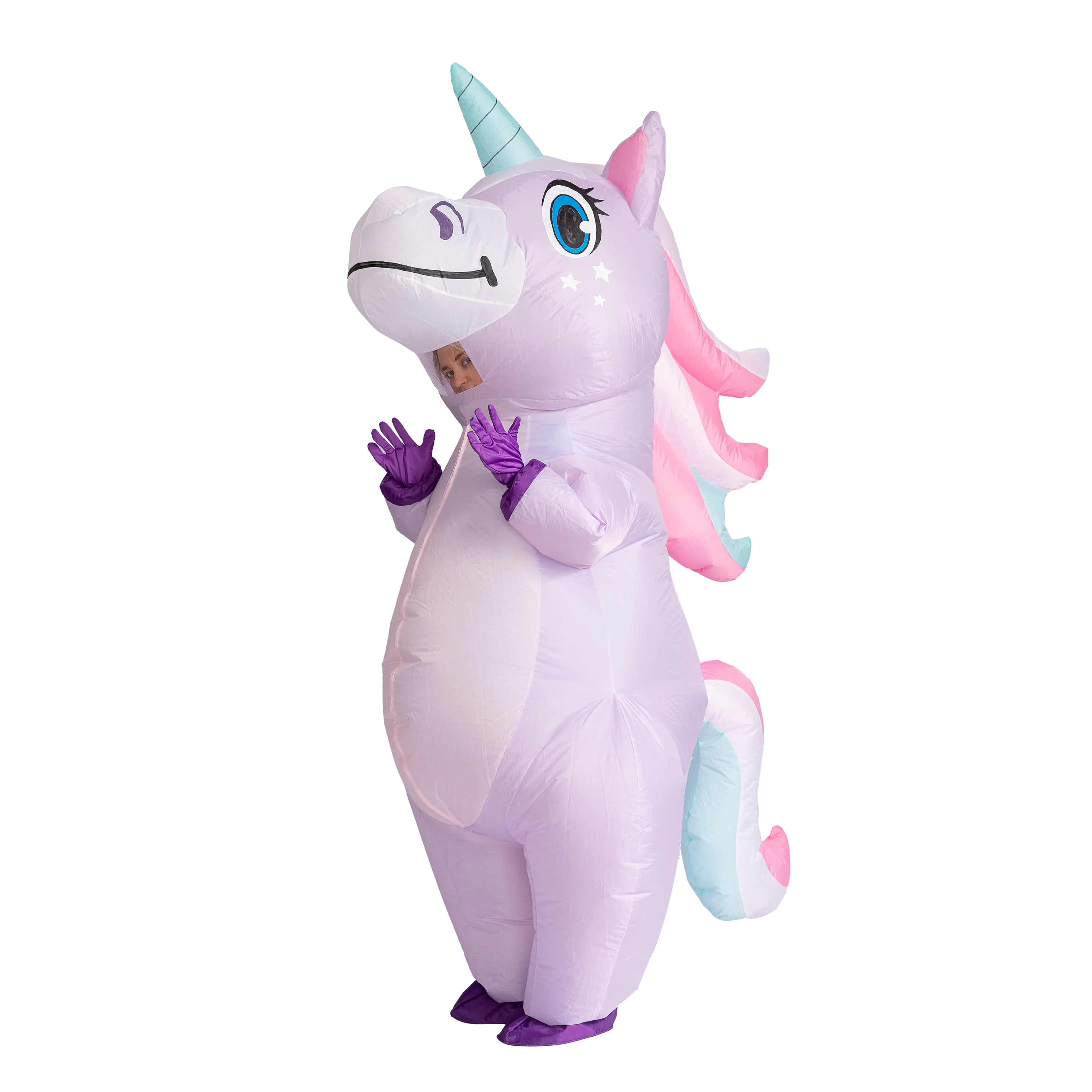 Inflatable Purple Rainbow Unicorn Costume