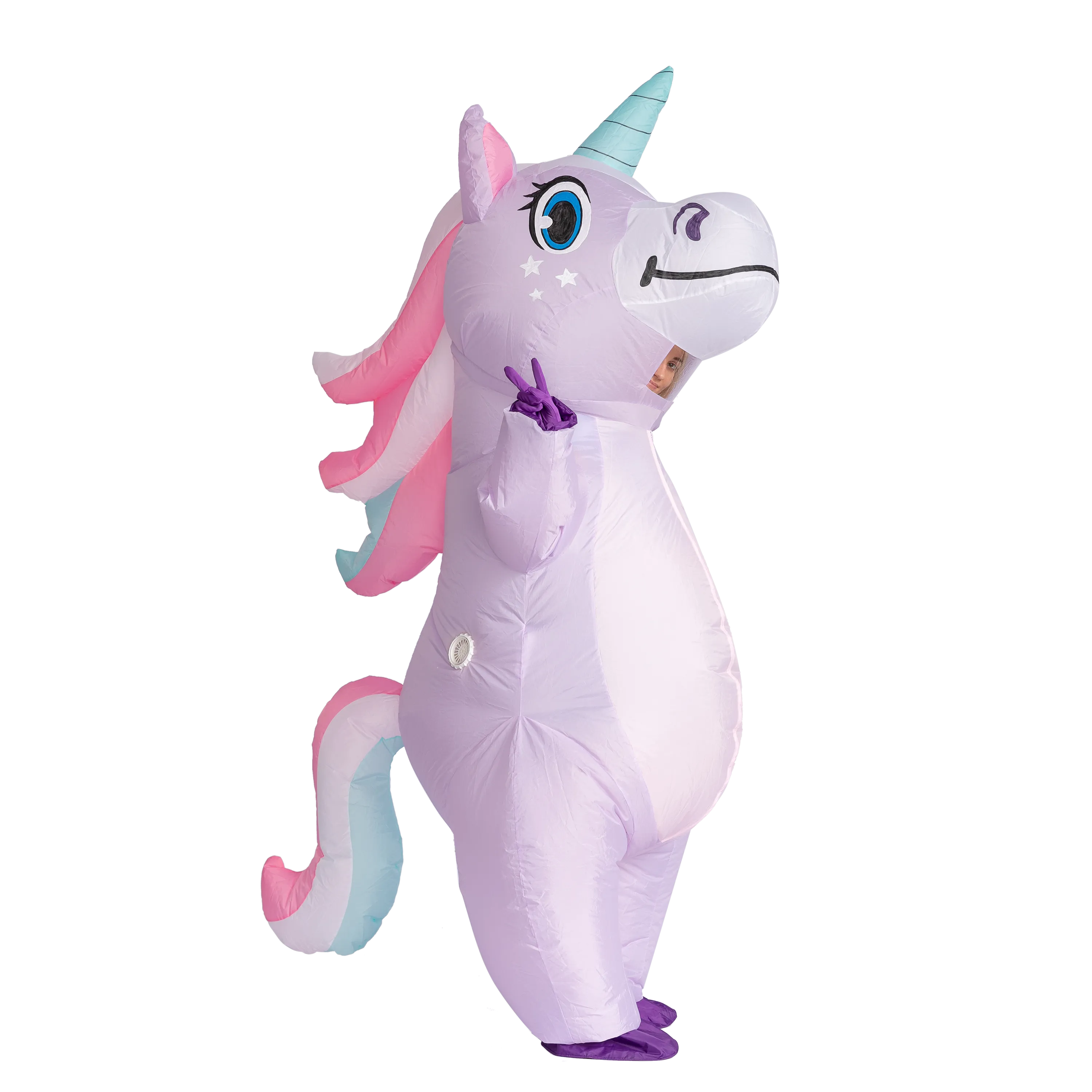 Inflatable Purple Rainbow Unicorn Costume