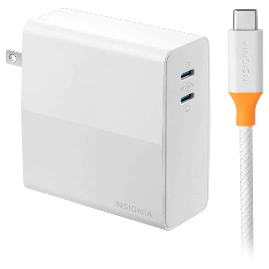 Insignia 140w Dual Port USB-C Compact Wall Charger Kit