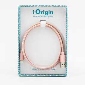 iOrigin Lighting to USB Textile Braided 1 Meter Cable - Apple Certified Quick Charge and Sync for iPhones / iPad / iPad Air / iPod  - Rose Gold