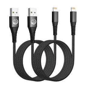 iPhone Charger Premium Nylon Lightning Cable [6FT 2 PACK]