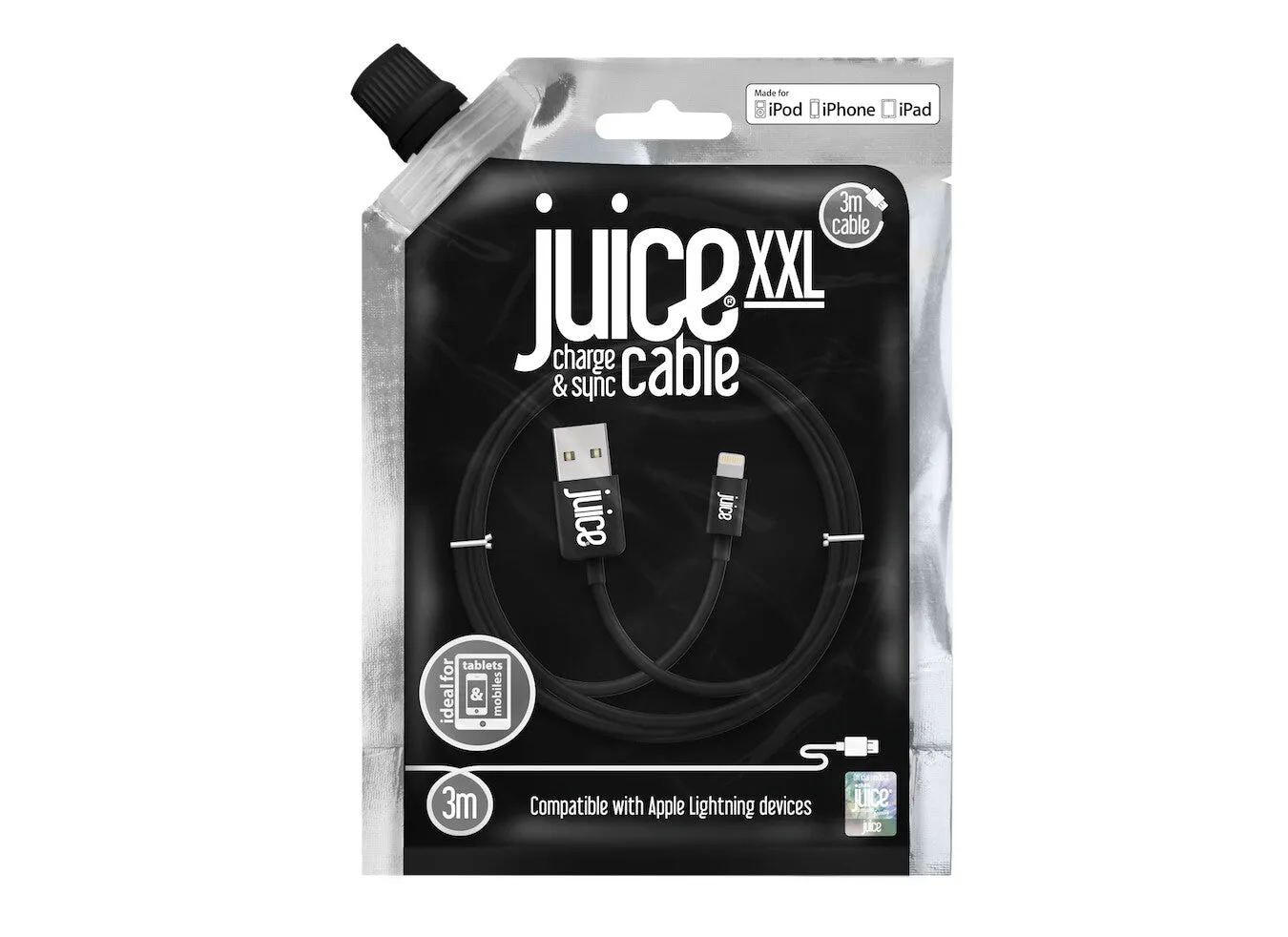 Juice JUI-CABLE-LIGHT-3M-RND-BLK lightning cable Black