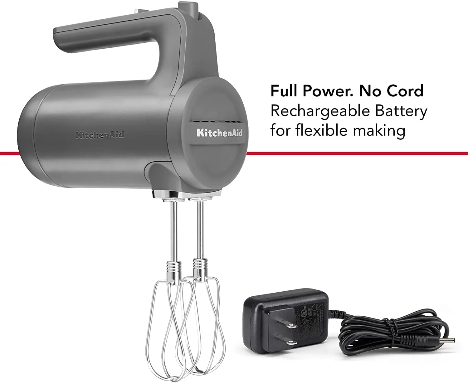 KitchenAid Cordless Hand Mixer, 7 Speed, Matte Charcoal Grey