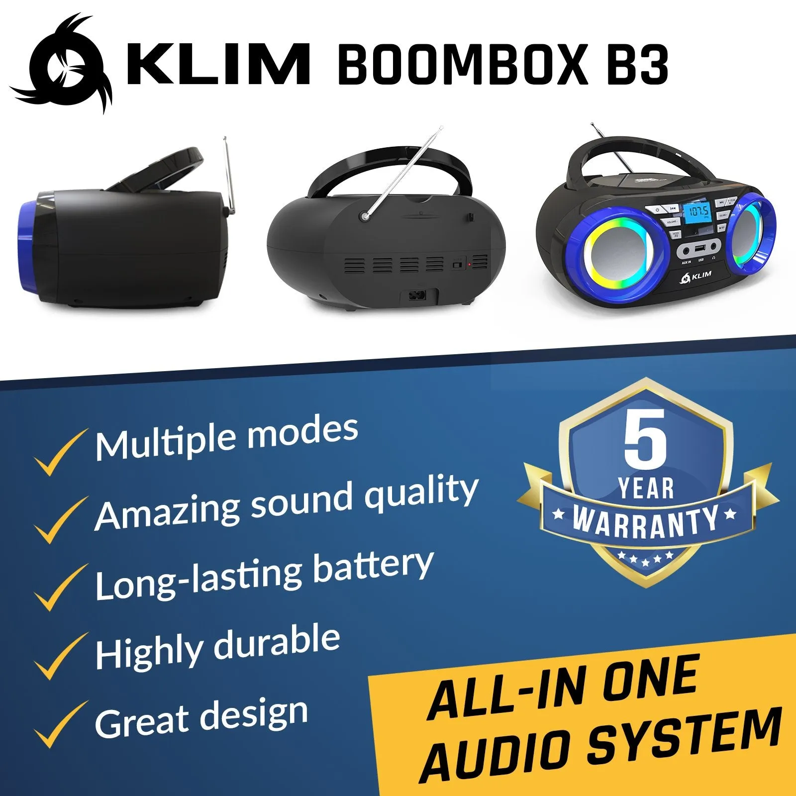 KLIM Boombox B3 Radio CD Player