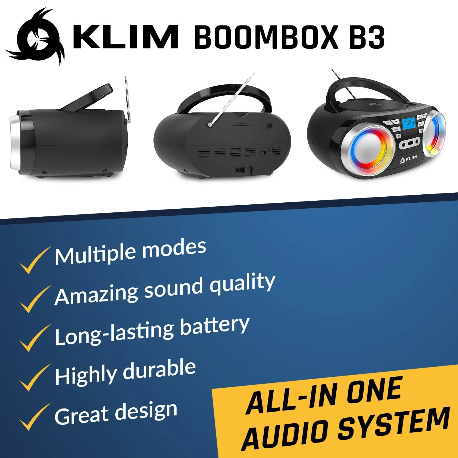 KLIM Boombox B3 Radio CD Player