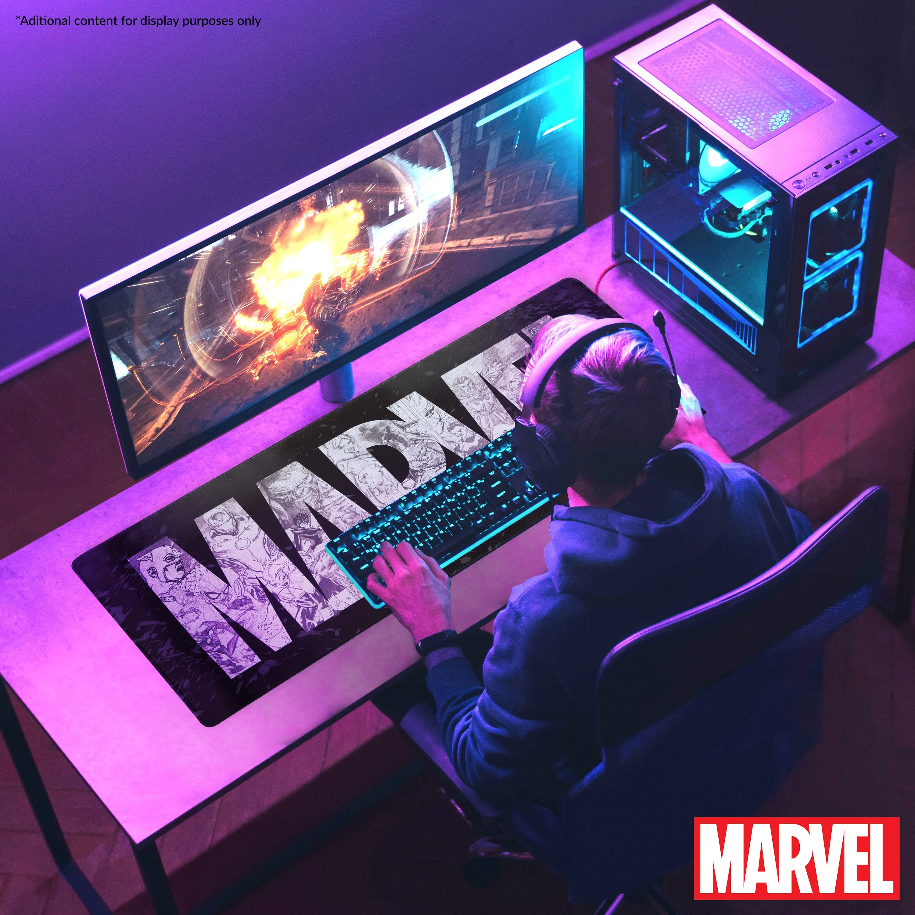 Marvel Avengers Desk Mat,  Large Mouse Mat - Black Marvel