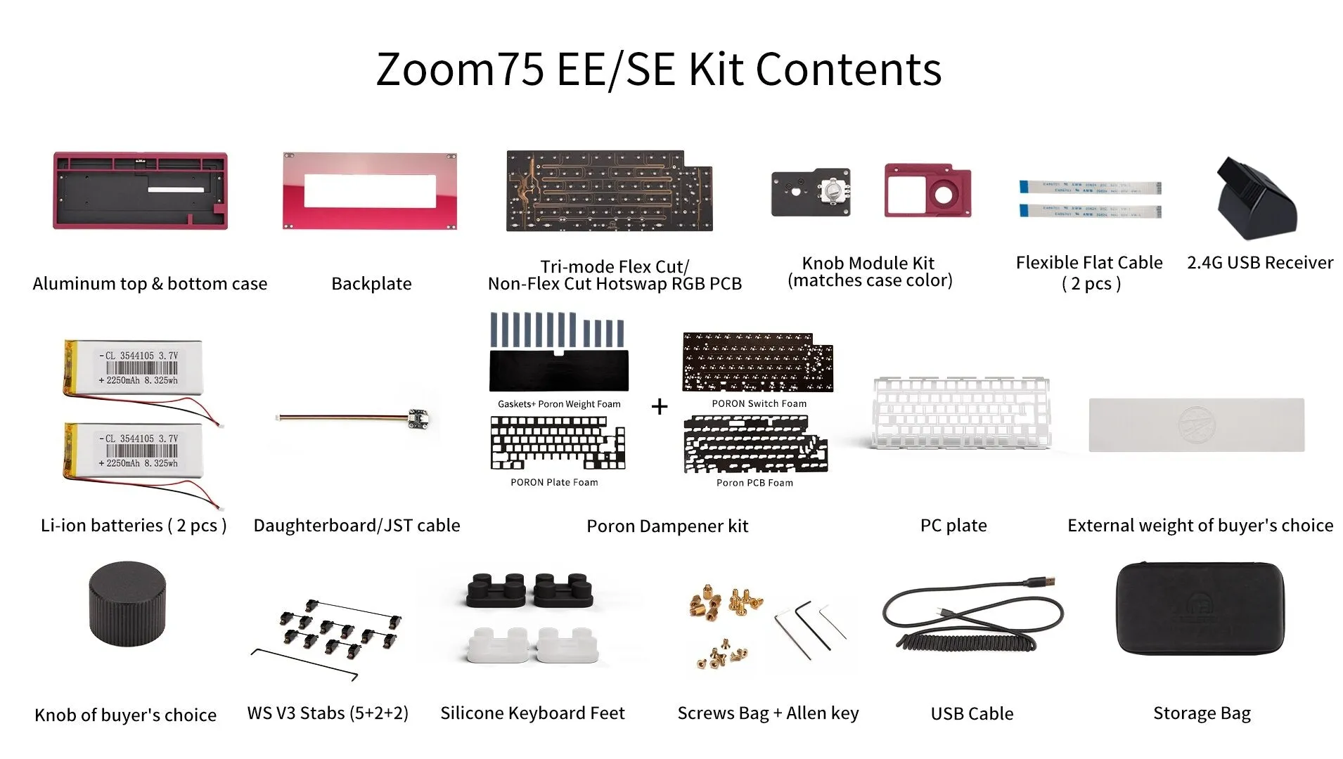 Meletrix Zoom75 Wired Edition - Barebones Keyboard Kit - White