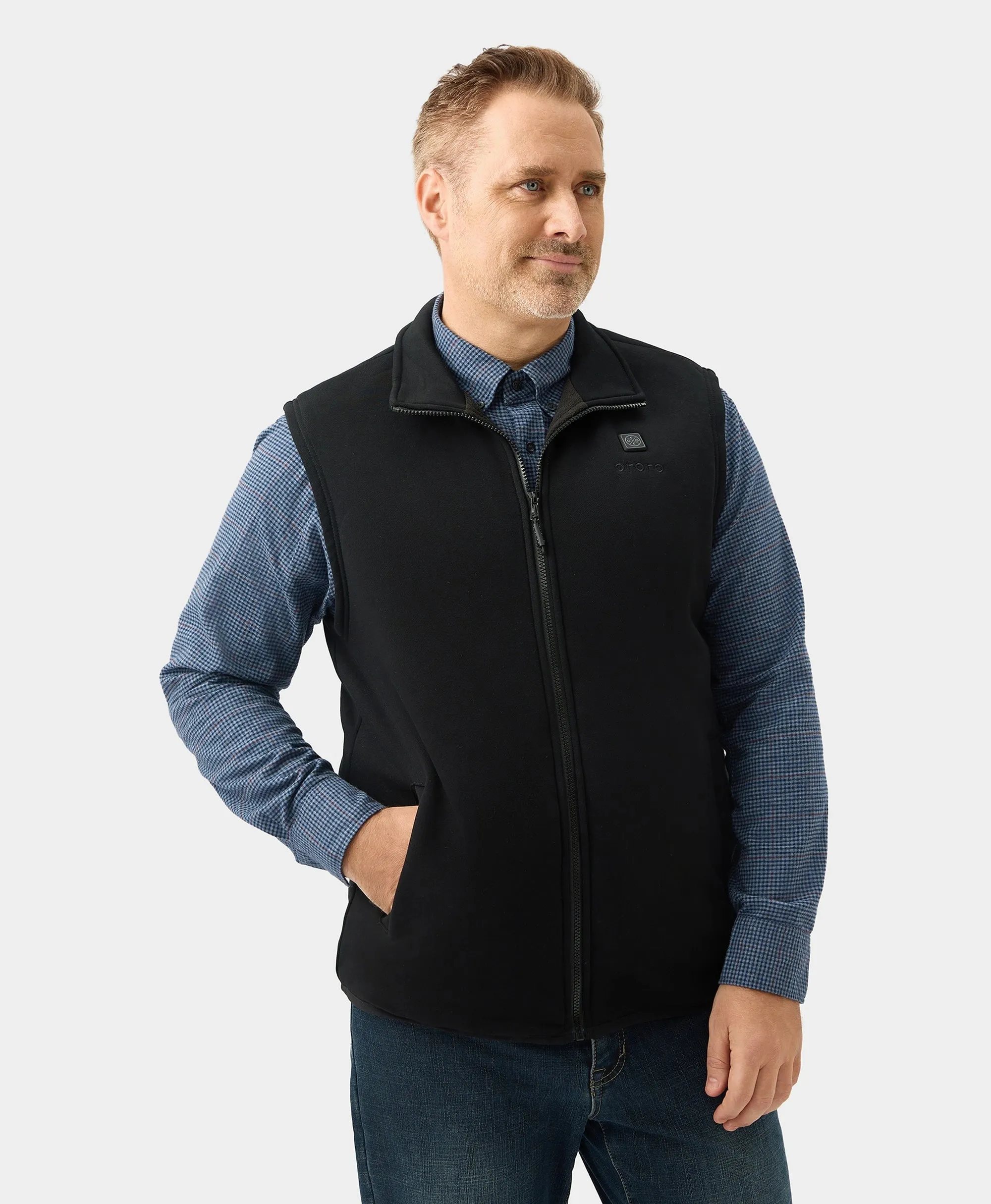 Men's Heated Fleece Vest - Black