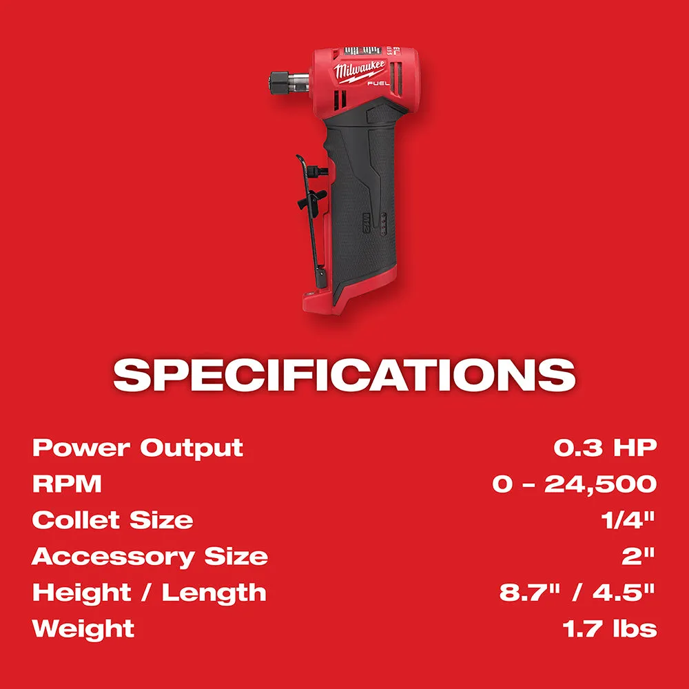 Milwaukee 2485-22 M12 FUEL 12V 1/4 Inch Right Angle Die Grinder Kit