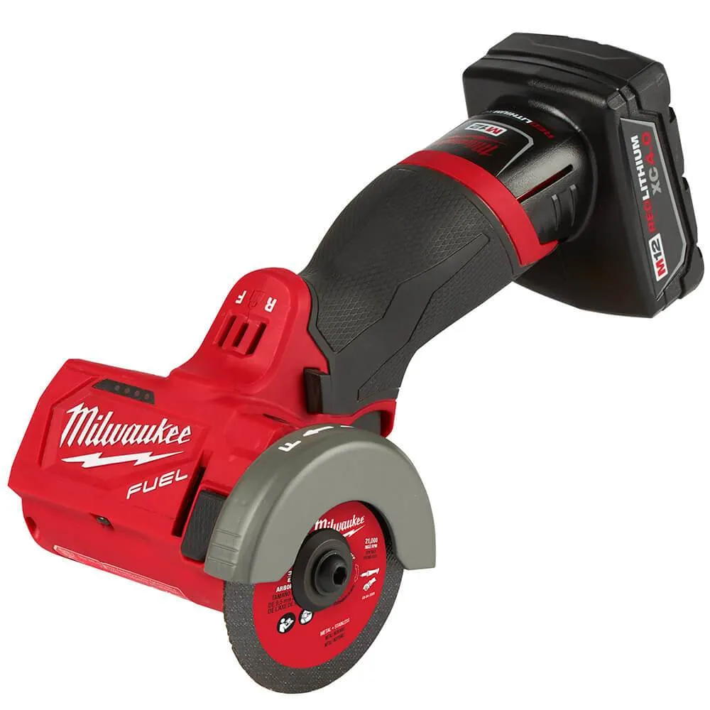 Milwaukee 2522-21XC M12 FUEL 12V 3-Inch 4.0Ah Cordless Cut Off Tool Kit