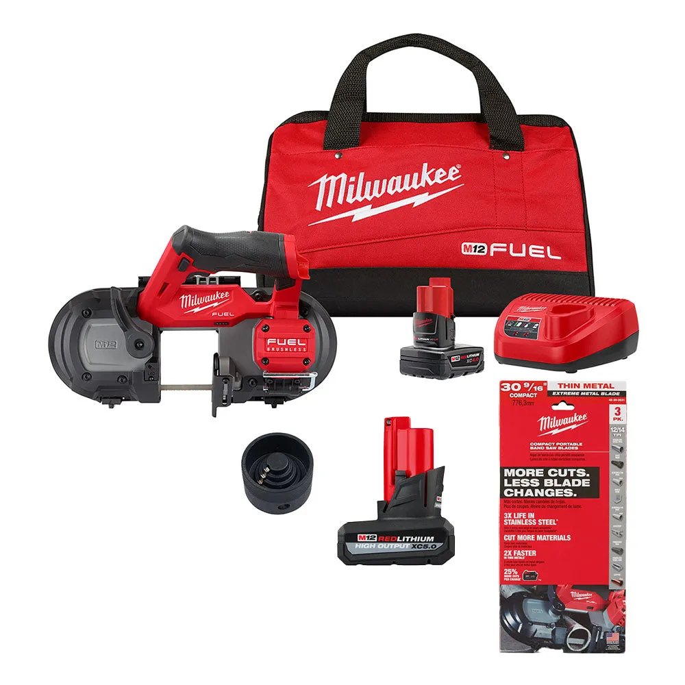 Milwaukee 2529-21XCB M12 FUEL 12V Compact Band Saw Kit w/Blades, and 2 Batteries